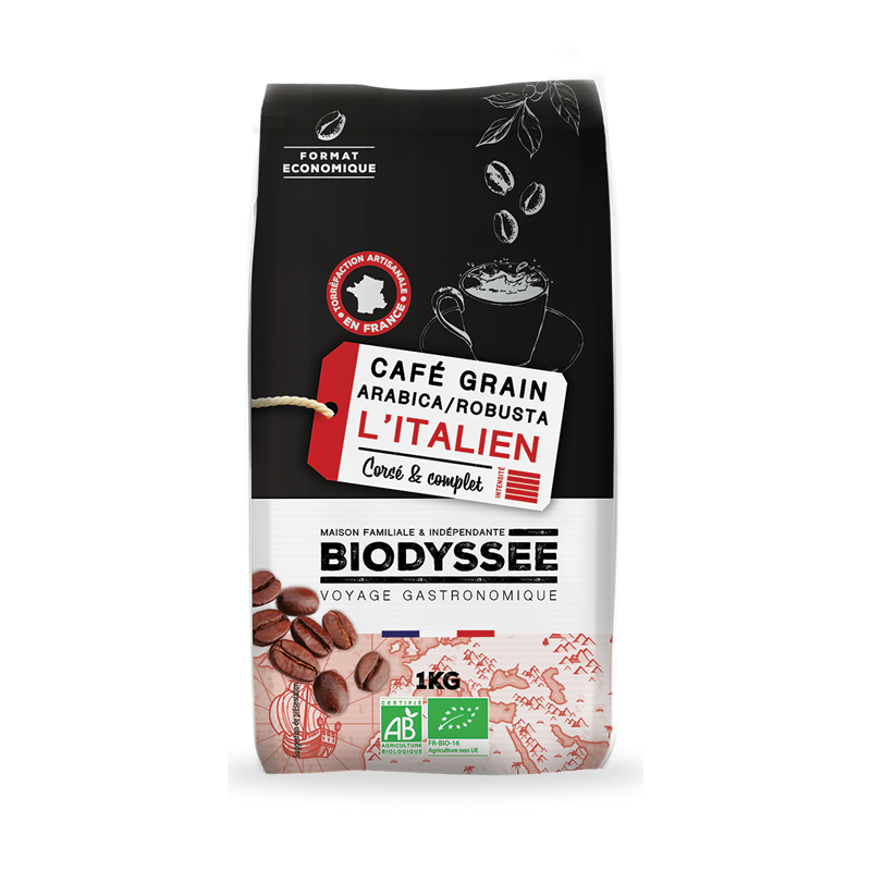 CAFE EN GRANO ARABICA/ROBUSTA BIO 1 Kg DE BIODYSSEE
