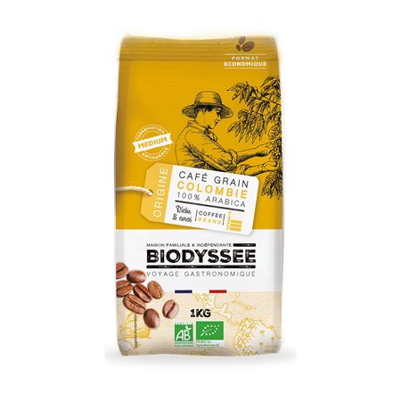 CAFE EN GRANO ORIGEN COLOMBIA 100% ARABICA BIO 1 Kg (BIODYSSEE) A