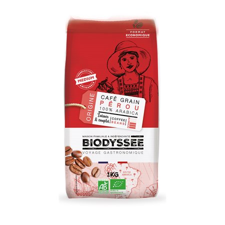 CAFE EN GRANO ORIGEN PERU 100% ARABICA BIO 1 Kg DE BIODYSSEE