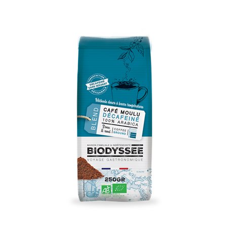 CAFE MOLIDO DESCAFEINADO 100% ARABICA BIO 250G (BIODYSSEE) A