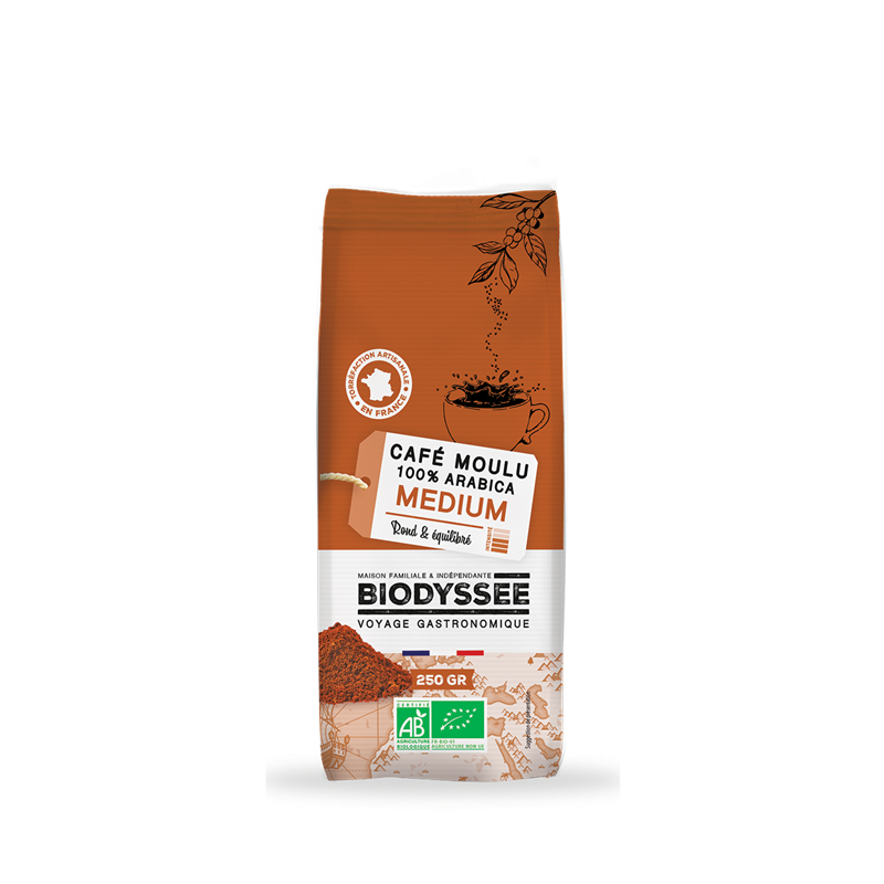 CAFE MOLIDO MEDIO 100% ARABICA BIO 250G DE BIODYSSEE