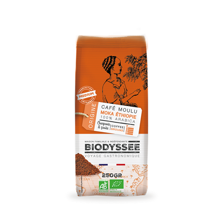 CAFE MOLIDO ORIGEN MOKA ETIOPIA 100% ARABICA BIO 250G (BIODYSSEE) A