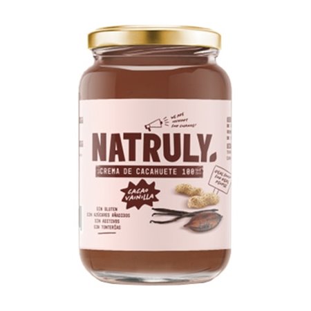 CREMA DE CACAHUETES 100% CACAO Y  VAINILLA 500 GR DE NATRULY (E)