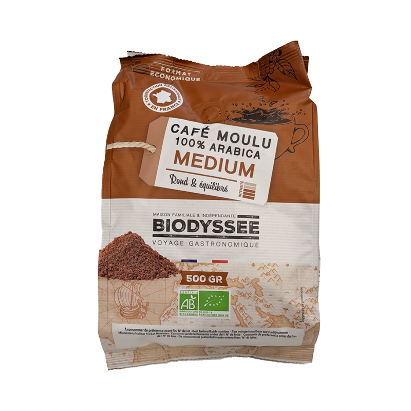 CAFE MOLIDO MEDIO 100% ARABICA BIO 500G DE BIODYSSEE
