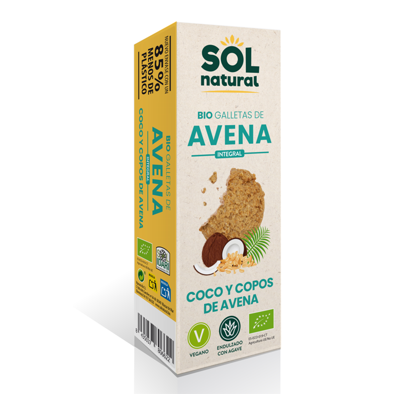 GALLETA AVENA COCO Y AGAVE 175GR BIO DE SOLNATURAL