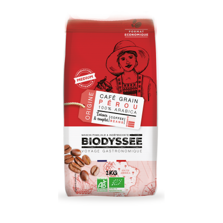 CAFE EN GRANO ORIGEN PERU 100% ARABICA BIO 1 Kg DE BIODYSSEE