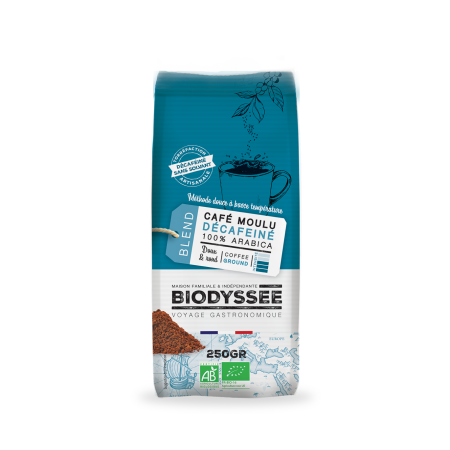 CAFE MOLIDO DESCAFEINADO 100% ARABICA BIO 250G DE BIODYSSEE