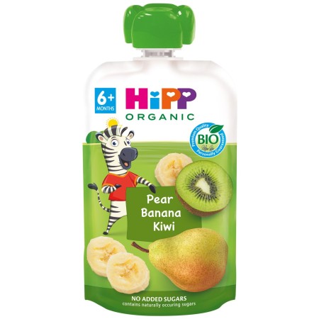 POUCHE CEBRA PERA PLATANO KIWI 100 GR DE HIPP BIO