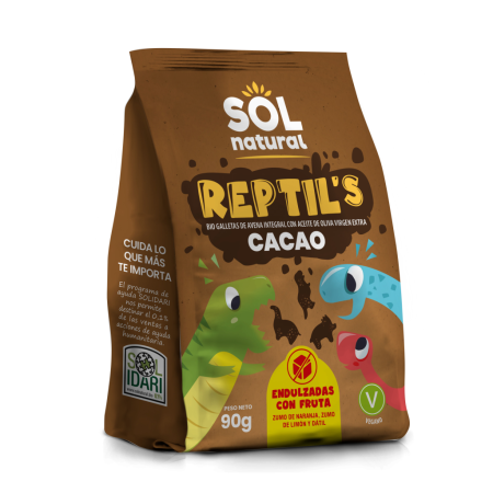 GALLETAS REPTIL'S DE  AVENA Y FRUTA CON CACAO 90 GR DE...