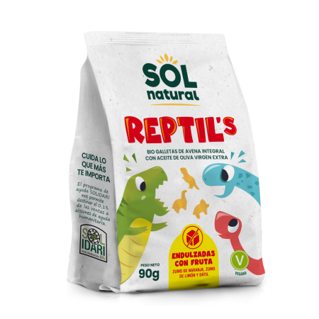 GALLETAS REPTIL'S DE AVENA Y FRUTA 90 GR DE SOLNATURAL
