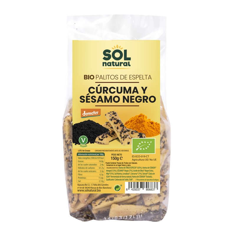 PALITOS CURCUMA Y SESAMO NEGRO 150g BIO(S.N.)(E)