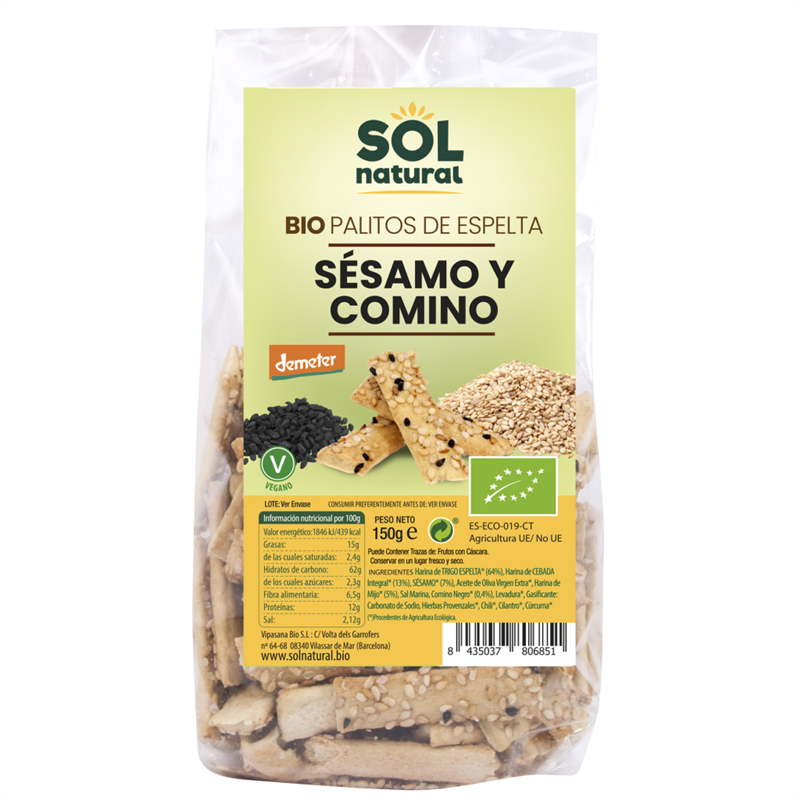 PALITOS SESAMO Y COMINO NEGRO 150g BIO (S.N.) (E)