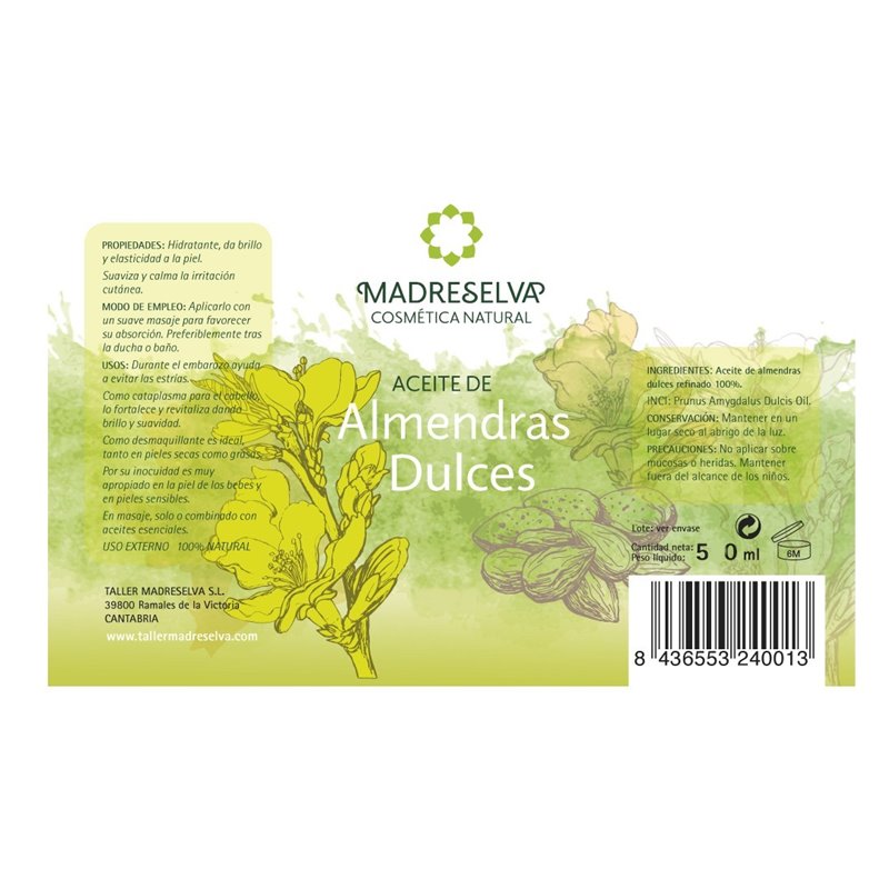 ACEITE DE ALMENDRAS DULCES 5 L DE MADRESELVA COSMÉTICA NATURAL
