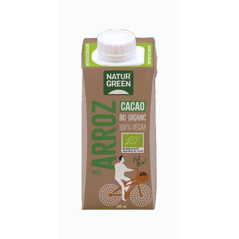 BEBIDA VEGETAL MINI NATURGREEN ARROZ (RICE) CACAO CON CALCIO 200 ML