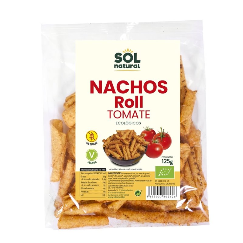 NACHOS ROLL DE MAIZ TOMATE SIN GLUTEN 125 GR BIO DE SOLNATURAL