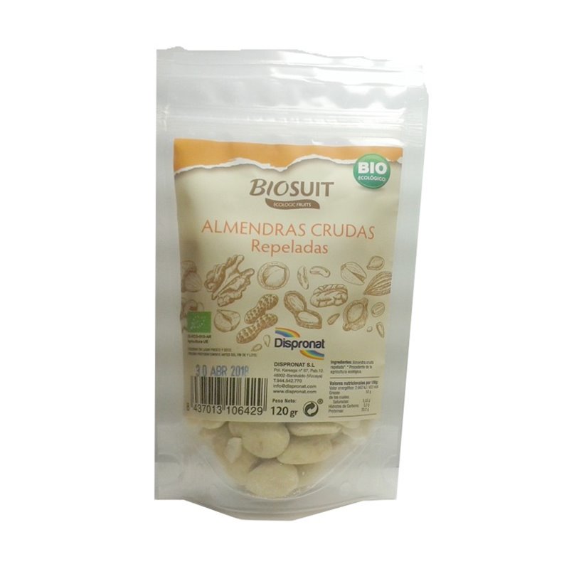 ALMENDRAS CRUDAS REPELADAS ECO 120 GR BIOSUIT