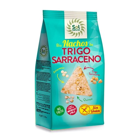 NACHOS DE TRIGO SARRACENO-AMARANTO-QUINOA NO FRITOS SIN GLUTEN 80 GR BIO DE SOLNATURAL