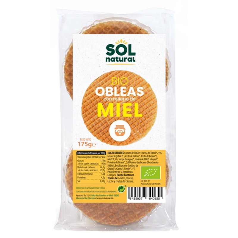 OBLEAS (WAFELS) DE MIEL BIO 175 GR DE SOLNATURAL