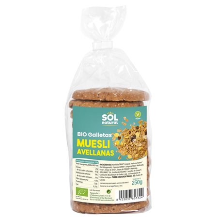 GALLETA BIO DE MUESLI CON AVELLANAS BIO 250 GR DE SOLNATURAL