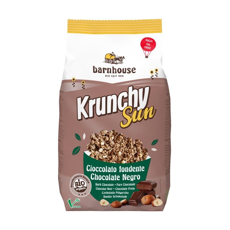 KRUNCHY SUN CHOCO NEGRO CON AVELLANAS BIO 350 GR DE BARNHOUSE