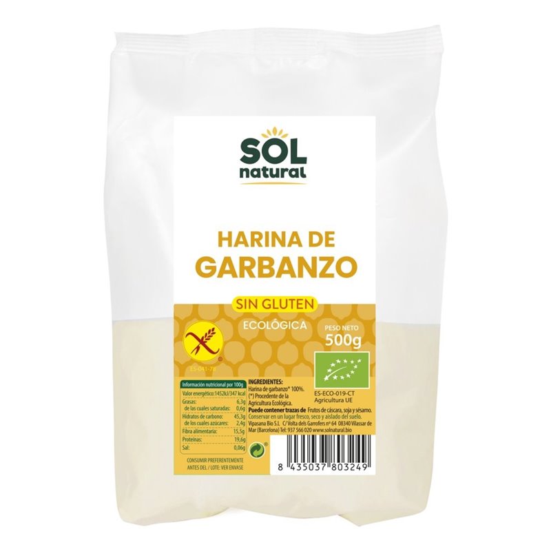 HARINA DE GARBANZOS SIN GLUTEN BIO 500 GR DE SOLNATURAL