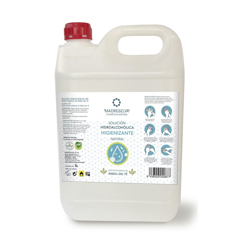 SOLUCION HIDROALCOHÓLICA 5 LITROS NATURAL DE TALLER MADRESELVA