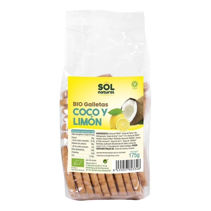 GALLETA BIO CON COCO Y LIMÓN BIO 175 GR DE SOLNATURAL
