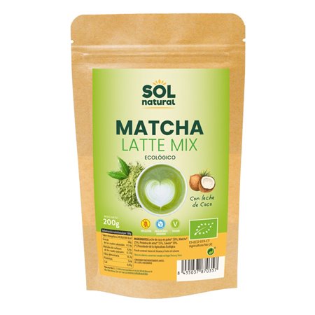 BEBIDA VEGETAL MATCHA LATTE MIX COCO SIN GLUTEN DOYPACK 200GR BIO DE SOLNATURAL 