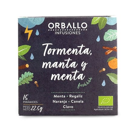 INFUSIÓN "TORMENTA MANTA Y MENTA" 15 PIRÁMIDES ECO DE ORBALLO
