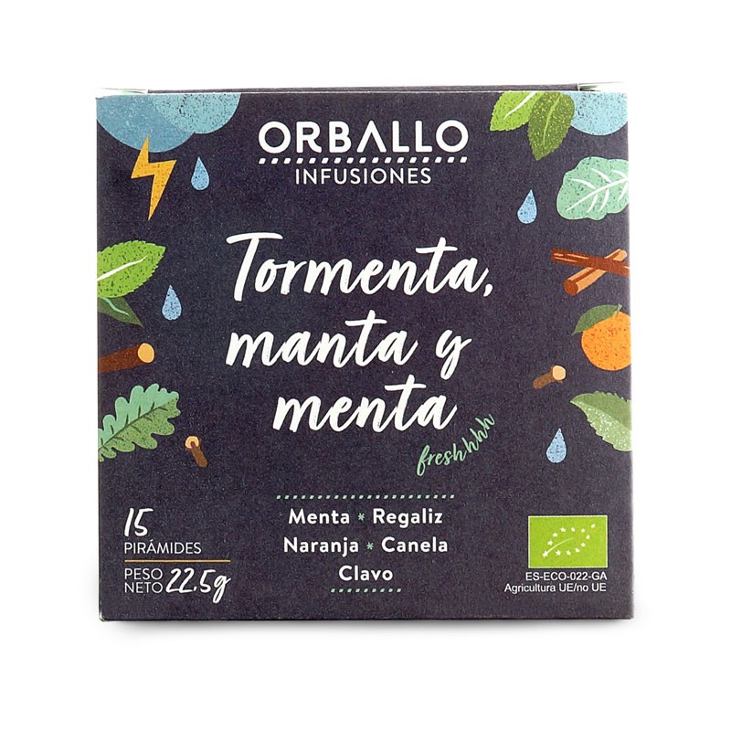INFUSIÓN "TORMENTA MANTA Y MENTA" 15 PIRÁMIDES ECO DE ORBALLO