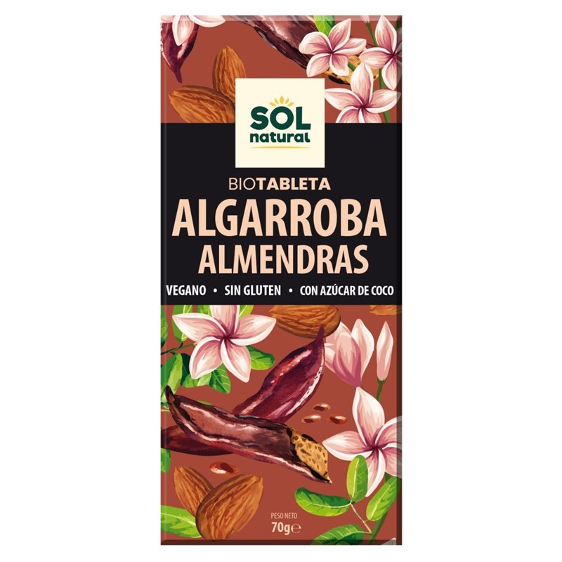 TABLETA ALGARROBA ALMENDRAS 70 GR DE SOLNATURAL