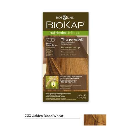 TINTE PERMANENTE BIOKAP DELICATO 7.33 RUBIO TRIGO DORADO 140 ML