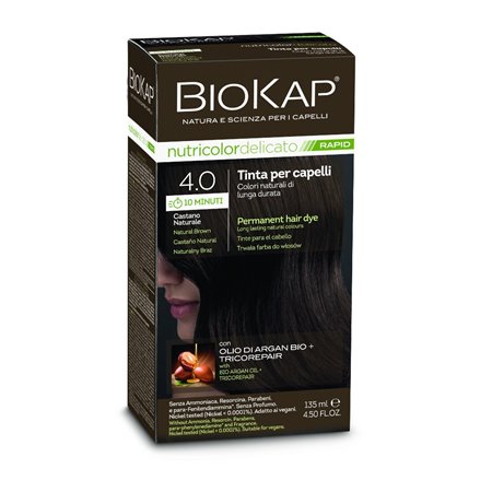 TINTE PERMANENTE BIOKAP RAPID (10 MINUTOS) 4.0 CASTAÑO NATURAL 135 ML
