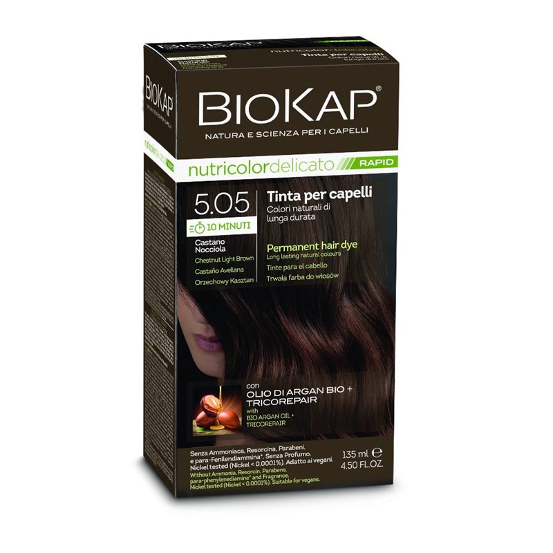 TINTE PERMANENTE BIOKAP RAPID (10 MINUTOS) 5.05 CASTAÑO AVELLANA 135 ML