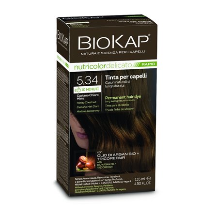 TINTE PERMANENTE BIOKAP RAPID (10 MINUTOS) 5.34 CASTAÑO MIEL CLARO 135 ML