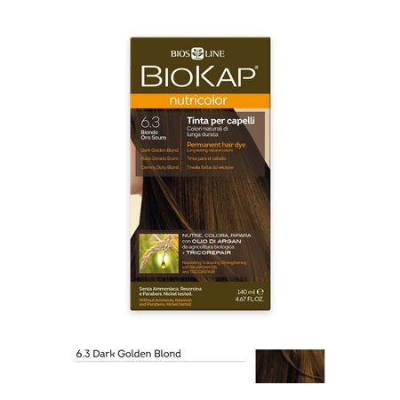 TINTE PERMANENTE BIOKAP NUTRICOLOR 6.3 RUBIO DORADO OSCURO 140 ML