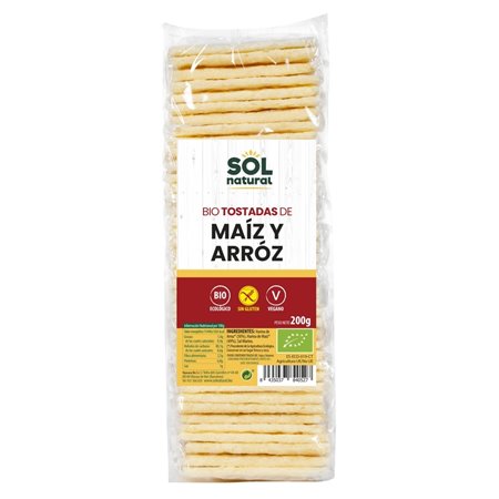 TOSTADAS DE MAIZ Y ARROZ 200 GR SIN GLUTEN DE SOLNATURAL