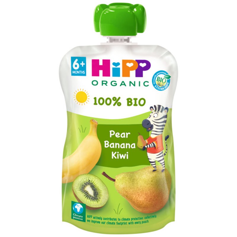 POUCHE CEBRA PERA PLATANO KIWI 100 GR DE HIPP BIO