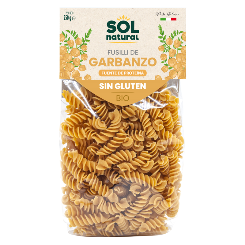 FUSILLI DE GARBANZO SIN GLUTEN 250 GR BIO DE SOLNATURAL
