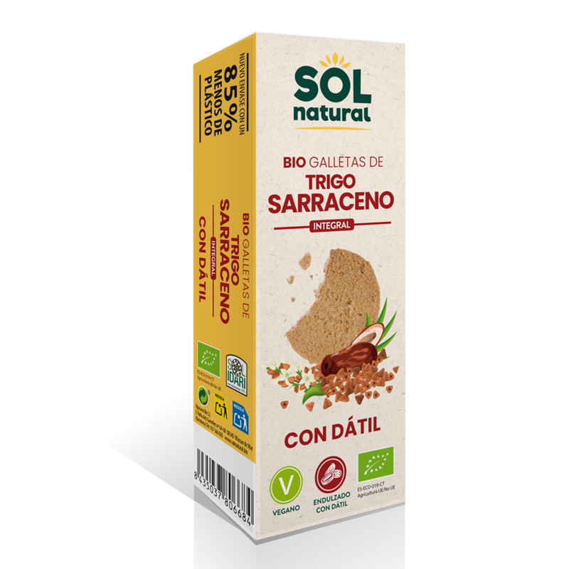 GALLETA DE TRIGO SARRACENO INTEGRAL CON DÁTIL 170 GR DE SOLNATURAL