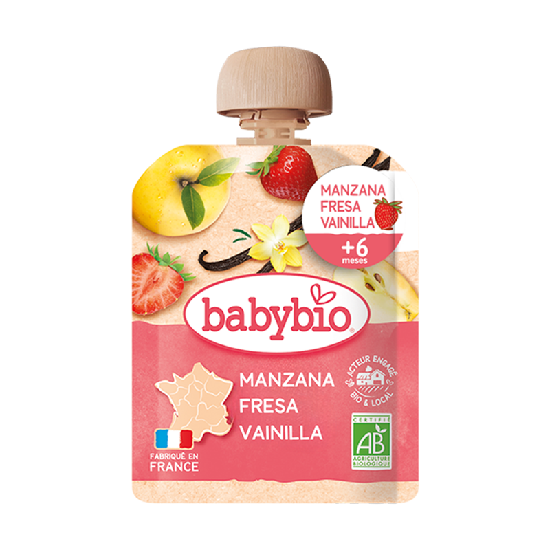 POUCH MANZANA FRESA VAINILLA 90G DE BABYBIO