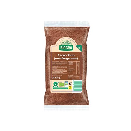 CACAO EN POLVO-PURO DESGRASADO 250GR. (BIOGRA) (A)