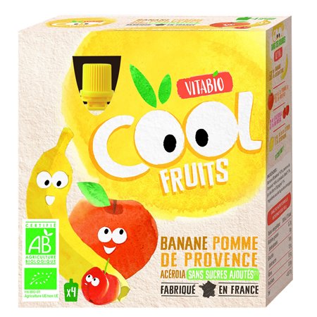COOL FRUITS MANZANA-PLATANO 4 X 90 GR DE VITABIO (BABYBIO)