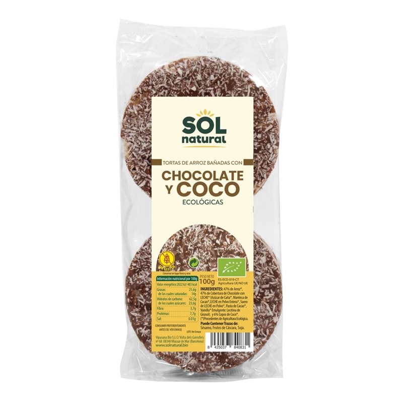TORTAS DE ARROZ CHOCOLATE COCO BIO 100 GR DE SOLNATURAL