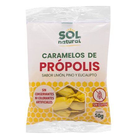 CARAMELOS DE PRÓPOLIS, CON EUCALIPTO, PINO Y LIMÓN 50 GR DE SOLNATURAL