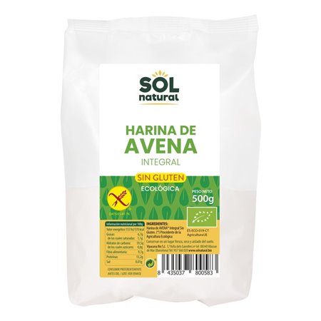 HARINA DE AVENA SIN GLUTEN 500 GR DE SOLNATURAL