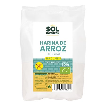 HARINA DE ARROZ INTEGRAL SIN GLUTEN BIO 500 GR DE SOLNATURAL