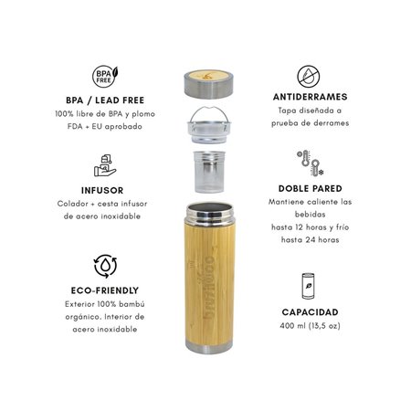 BOTELLA BRUSHBOO acero inoxidable 400ml (A)