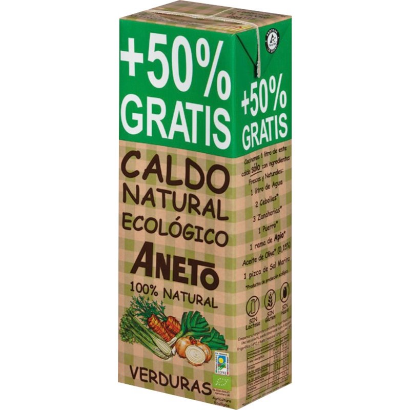 CALDO VERDURAS ECO 1,5 L (50% +) SIN GLUTEN CALDOS ANETO