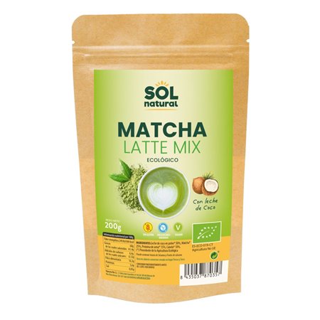 BEBIDA VEGETAL MATCHA LATTE MIX COCO SIN GLUTEN DOYPACK 200GR BIO DE SOLNATURAL 